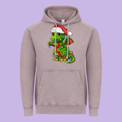 Christmas Cute Dragon Vintage Hoodie Designed By Fadigitalartstudio
