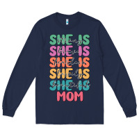 Navy she is mom Long Sleeve Tee - JahusDesignShop