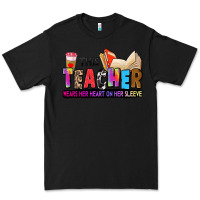 Black this teacher wears her heart on her sleeve Premium Tee - Zillion Design Studio