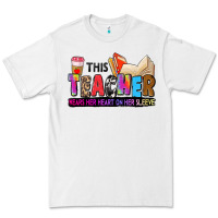 White this teacher wears her heart on her sleeve Premium Tee - Zillion Design Studio