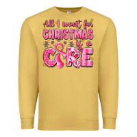 Antique Gold all i want for christmas is a cure breast cancer Premium Sweatshirt - LillyAllenDesigns
