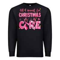 Black all i want for christmas is a cure breast cancer Premium Sweatshirt - LillyAllenDesigns