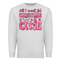 Dove Grey all i want for christmas is a cure breast cancer Premium Sweatshirt - LillyAllenDesigns