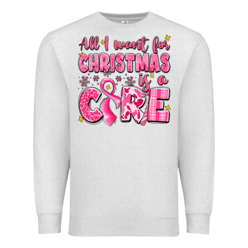 All I Want For Christmas Is A Cure Breast Cancer Premium Sweatshirt by LillyAllenDesigns | Teevron