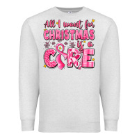 Oatmeal Heather all i want for christmas is a cure breast cancer Premium Sweatshirt - LillyAllenDesigns