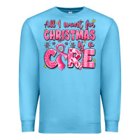 Ocean Blue all i want for christmas is a cure breast cancer Premium Sweatshirt - LillyAllenDesigns
