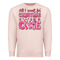 Pale Pink all i want for christmas is a cure breast cancer Premium Sweatshirt - LillyAllenDesigns