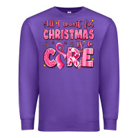 Purple all i want for christmas is a cure breast cancer Premium Sweatshirt - LillyAllenDesigns