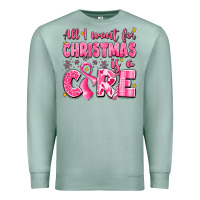 Seafoam all i want for christmas is a cure breast cancer Premium Sweatshirt - LillyAllenDesigns