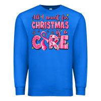 True Royal all i want for christmas is a cure breast cancer Premium Sweatshirt - LillyAllenDesigns
