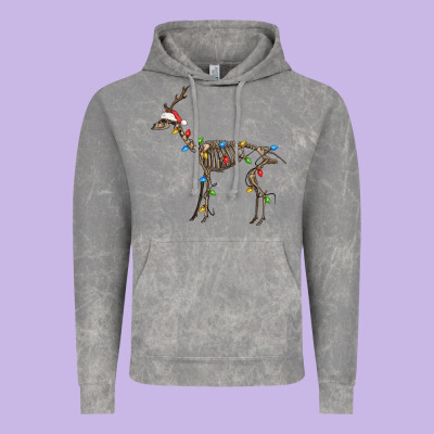 Christmas Deer Skeleton Vintage Hoodie Designed By Fadigitalartstudio