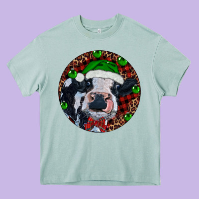 Heavy Core Tee Baby Cow Christmas