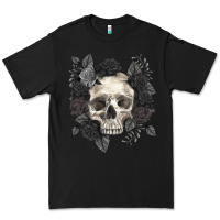 Black Floral skull Premium Tee - RanaPortraitStore