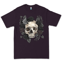 Plum Floral skull Premium Tee - RanaPortraitStore