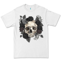 White Floral skull Premium Tee - RanaPortraitStore
