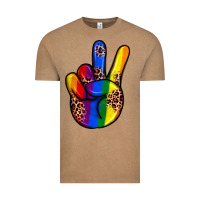 Vintage Coffee pride leopard peace hand Vintage Tee - JahusDesignShop
