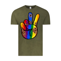 Vintage Olive pride leopard peace hand Vintage Tee - JahusDesignShop