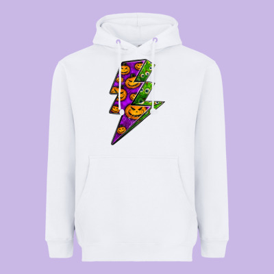 Halloween Lightning Bolt Heavyweight Hoodie Designed By Bundleandbundleshop