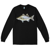 Black White Bass Fish Illustrations Long Sleeve Tee - LillyAllenDesigns