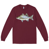 Burgundy White Bass Fish Illustrations Long Sleeve Tee - LillyAllenDesigns