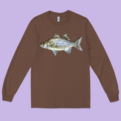 White Bass Fish Illustrations Long Sleeve Tee Designed By Lillyallendesigns