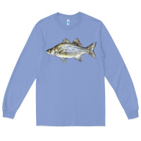 Colony Blue White Bass Fish Illustrations Long Sleeve Tee - LillyAllenDesigns