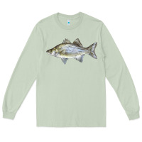 Matcha White Bass Fish Illustrations Long Sleeve Tee - LillyAllenDesigns