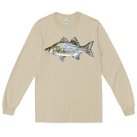 Mushroom White Bass Fish Illustrations Long Sleeve Tee - LillyAllenDesigns