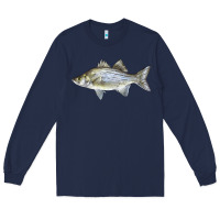 Navy White Bass Fish Illustrations Long Sleeve Tee - LillyAllenDesigns