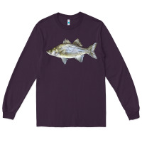 Plum White Bass Fish Illustrations Long Sleeve Tee - LillyAllenDesigns
