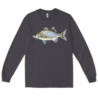 Smoke White Bass Fish Illustrations Long Sleeve Tee - LillyAllenDesigns