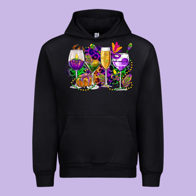 Mardi Gras Wine Glasses Cowgirl Urban Hoodie Designed By Cowgirlartshop