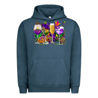 Pigment Midnight Navy mardi gras wine glasses cowgirl Urban Hoodie - CowGirlArtShop