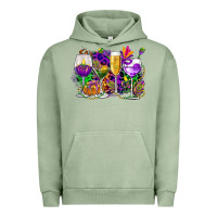 Pigment Oil Green mardi gras wine glasses cowgirl Urban Hoodie - CowGirlArtShop