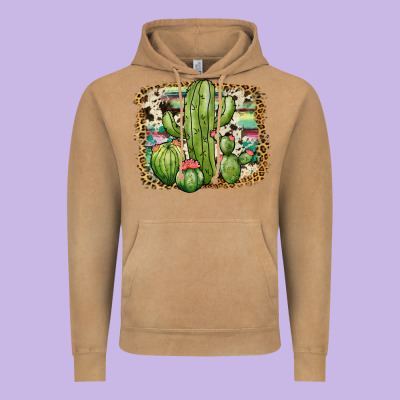 Serape Cowhide Cactus Vintage Hoodie Designed By Jahusdesignshop
