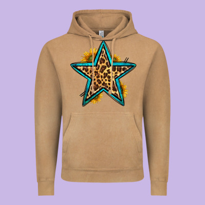 Western Leopard Star Vintage Hoodie Designed By Hra Design Shop