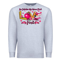 Heather Grey in october we wear pink teacher Premium Sweatshirt - LillyAllenDesigns
