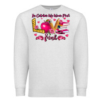 Oatmeal Heather in october we wear pink teacher Premium Sweatshirt - LillyAllenDesigns