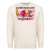 Sandshell in october we wear pink teacher Premium Sweatshirt - LillyAllenDesigns