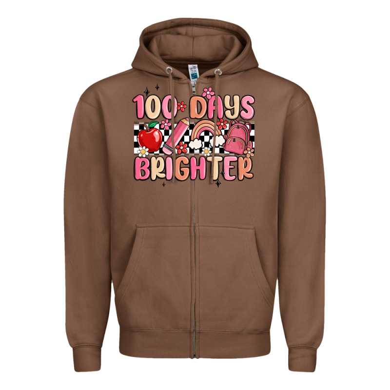 100 Days Brighter Zipper Hoodie by MaliasSmallBusiness | Teevron