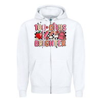 White 100 days brighter Zipper Hoodie - MaliasSmallBusiness