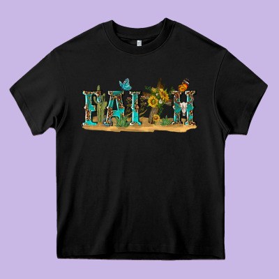 Western Faith Heavy Core Tee Designed By Texasbilliewilder