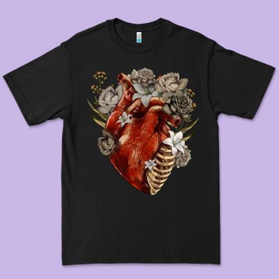 Premium Tee Flower anatomical heart