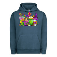 Pigment Midnight Navy mardi gras coffee cups cowgirl Urban Hoodie - CowGirlArtShop