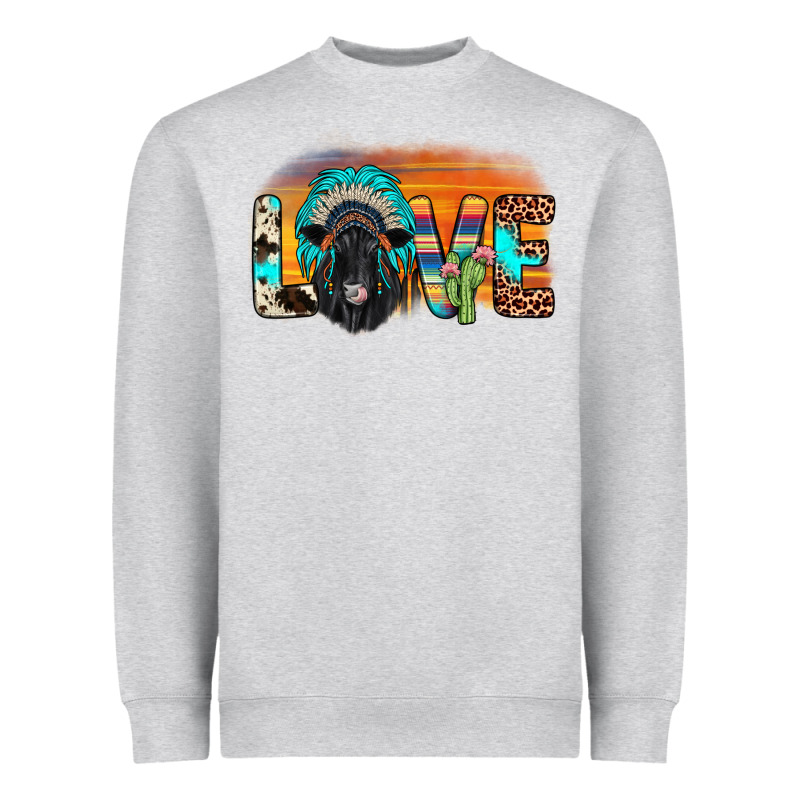 Love Black Angus Indian Headdress Heavyweight Sweatshirt by JahusDesignShop | Teevron