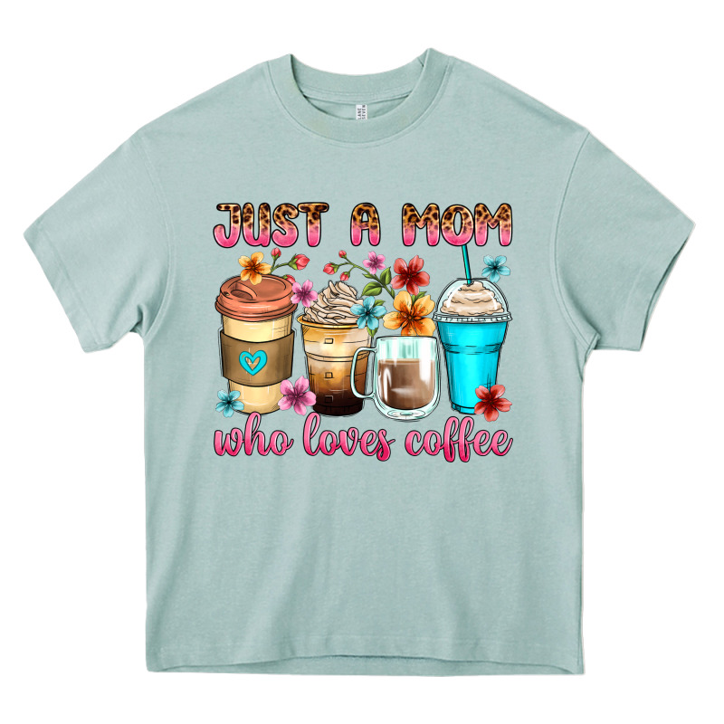 Just A Mom Who Loves Coffee Heavy Core Tee by Zillion Design Studio | Teevron
