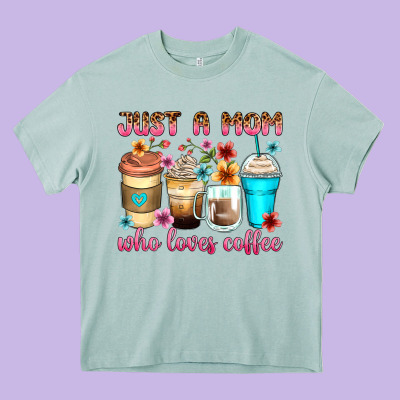 Just A Mom Who Loves Coffee Heavy Core Tee Designed By Zillion Design Studio
