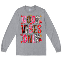 Heather Grey good vibes only Long Sleeve Tee - NancyCooperArtShop