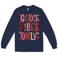 Navy good vibes only Long Sleeve Tee - NancyCooperArtShop