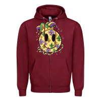 Burgundy smiley face mardi gras Zipper Hoodie - MaliasSmallBusiness